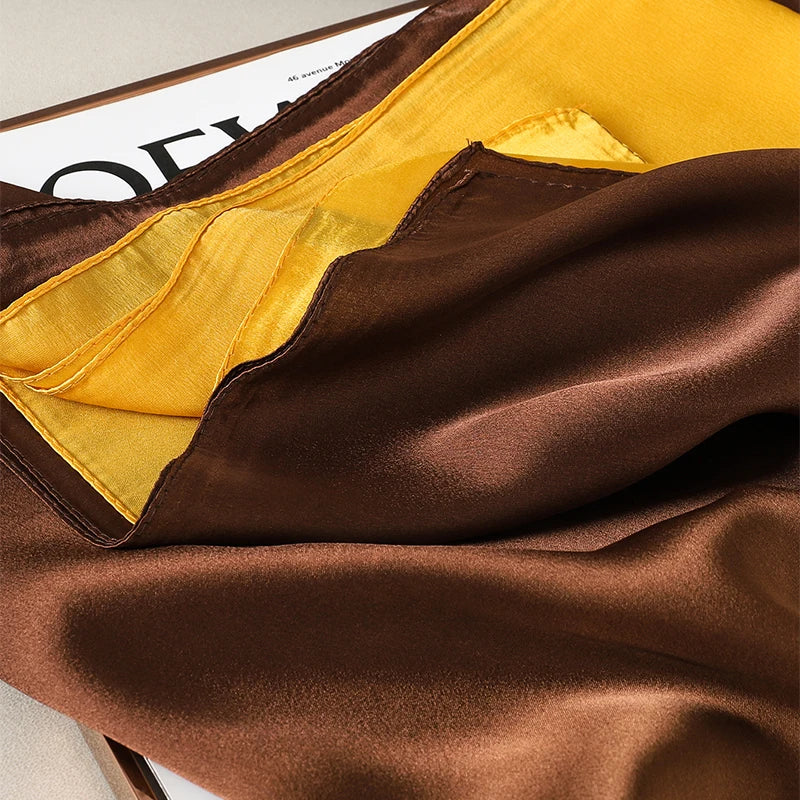 Luxury Gradient Silk Scarf Women Brand Solid Femme Shawls Wraps Bandana Head Foulard Fashion Lady Hijab Wedding Poncho 2023