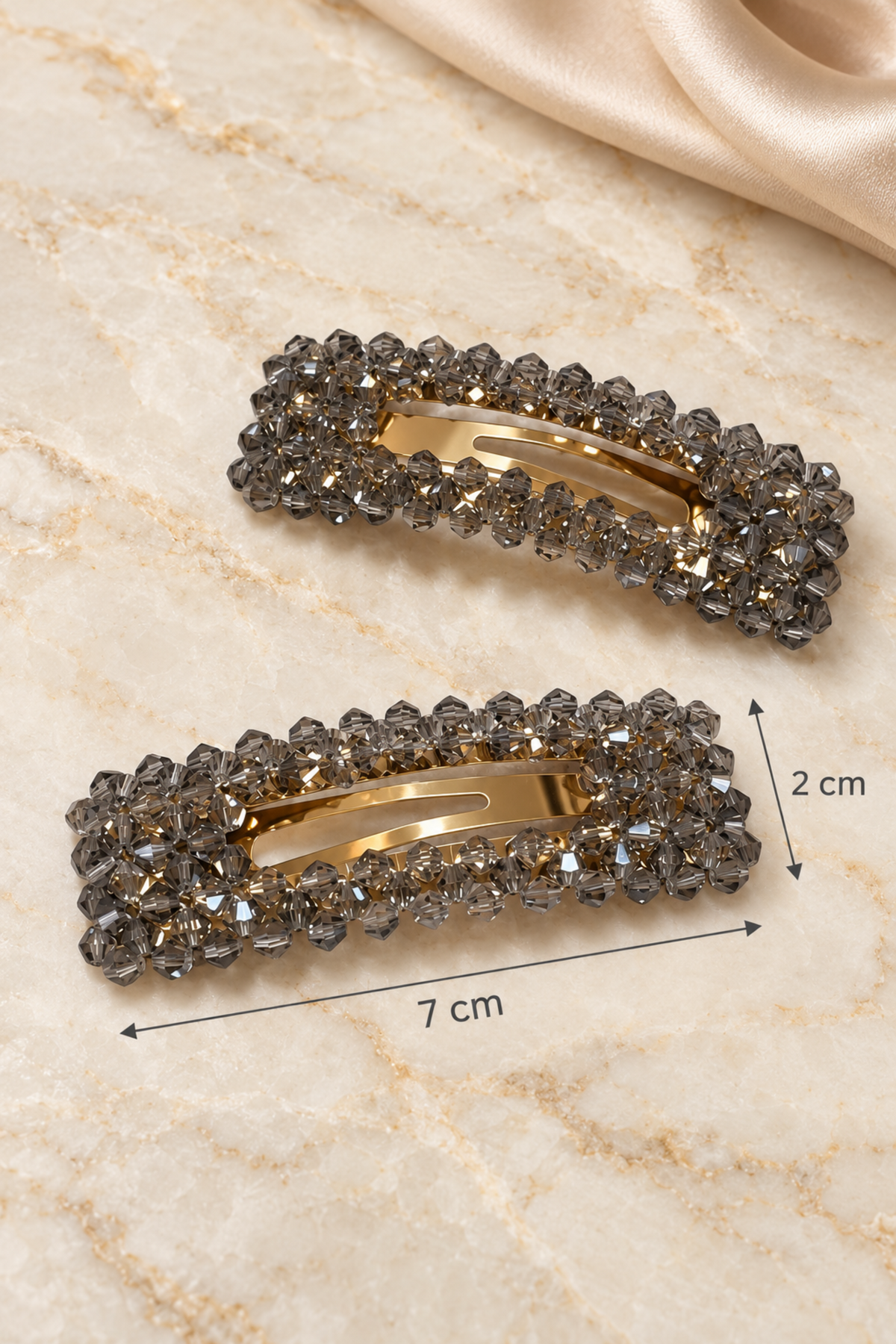 Alani Crystal Hair Clip in Grey