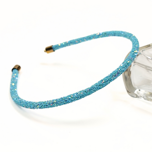 Rosa Crystal Embellished Hairband in Baby Blue