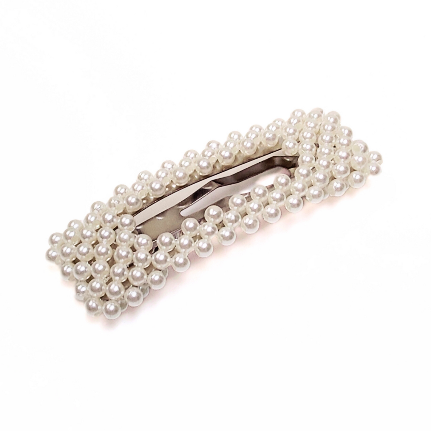 Penelope Rectangle Pearl Hair Clips in Silver