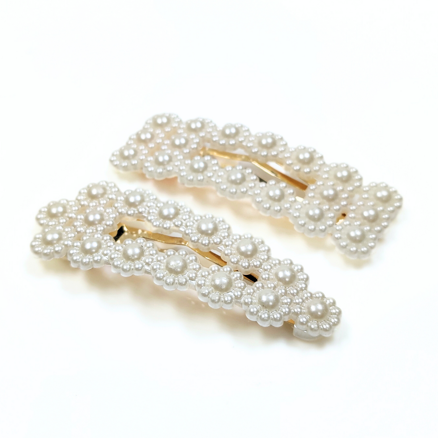 Elsie Pearl Snap Hair Clips in Gold