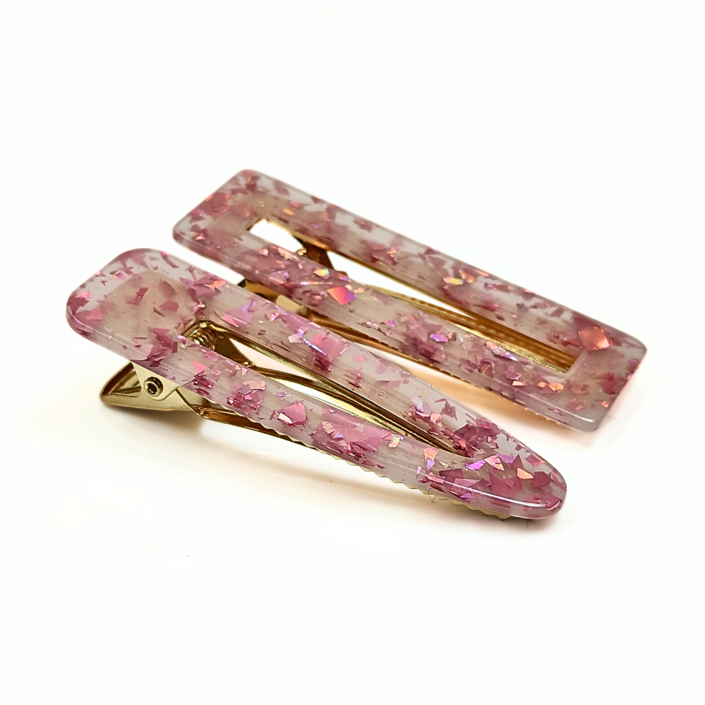 Frosted Pink Hair Clips