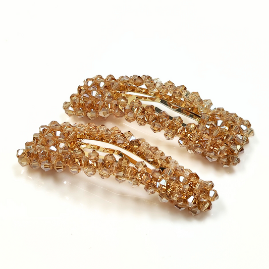 Alani Crystal Hair Clip in Brown