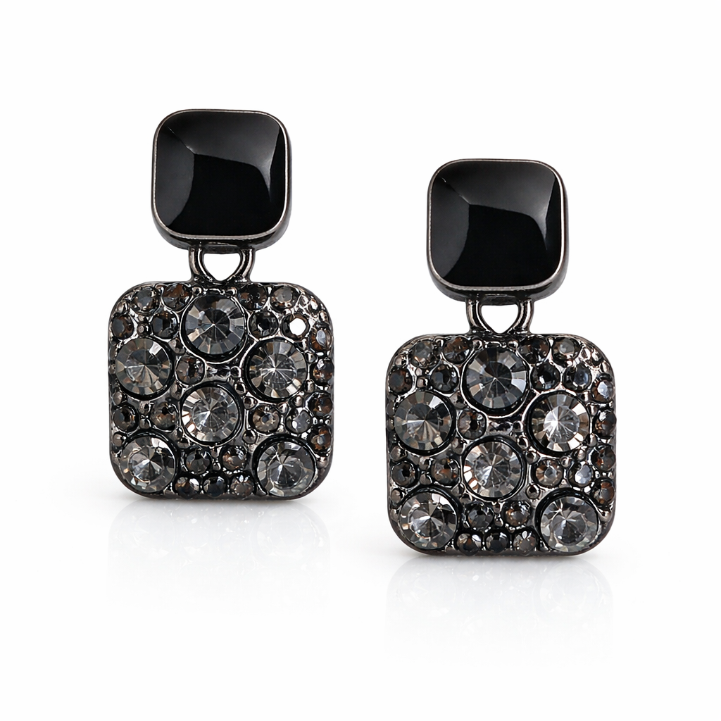 SAFFIRA diamante drop studs in Black