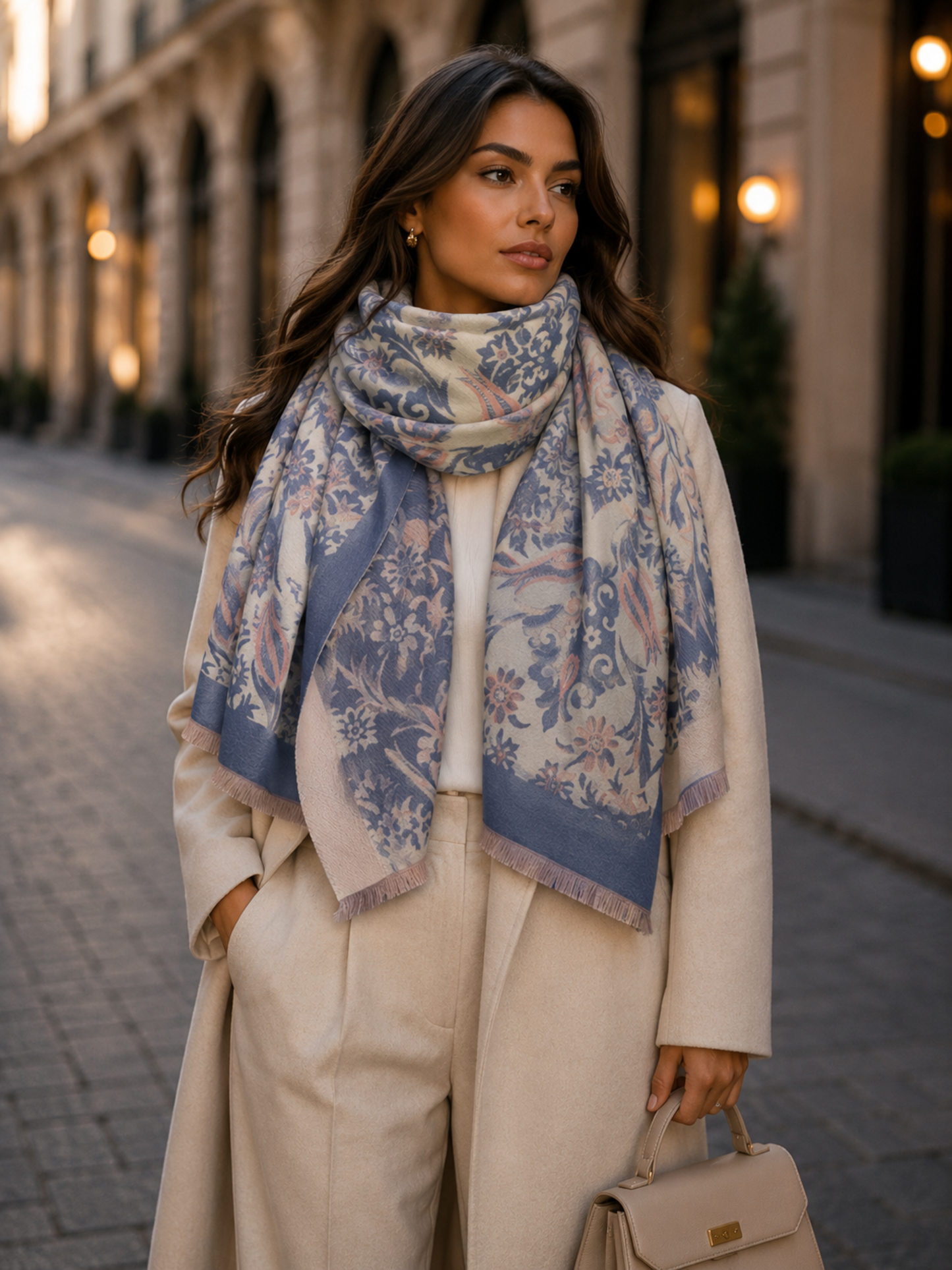 Daria Winter Scarf Shawl in Blue