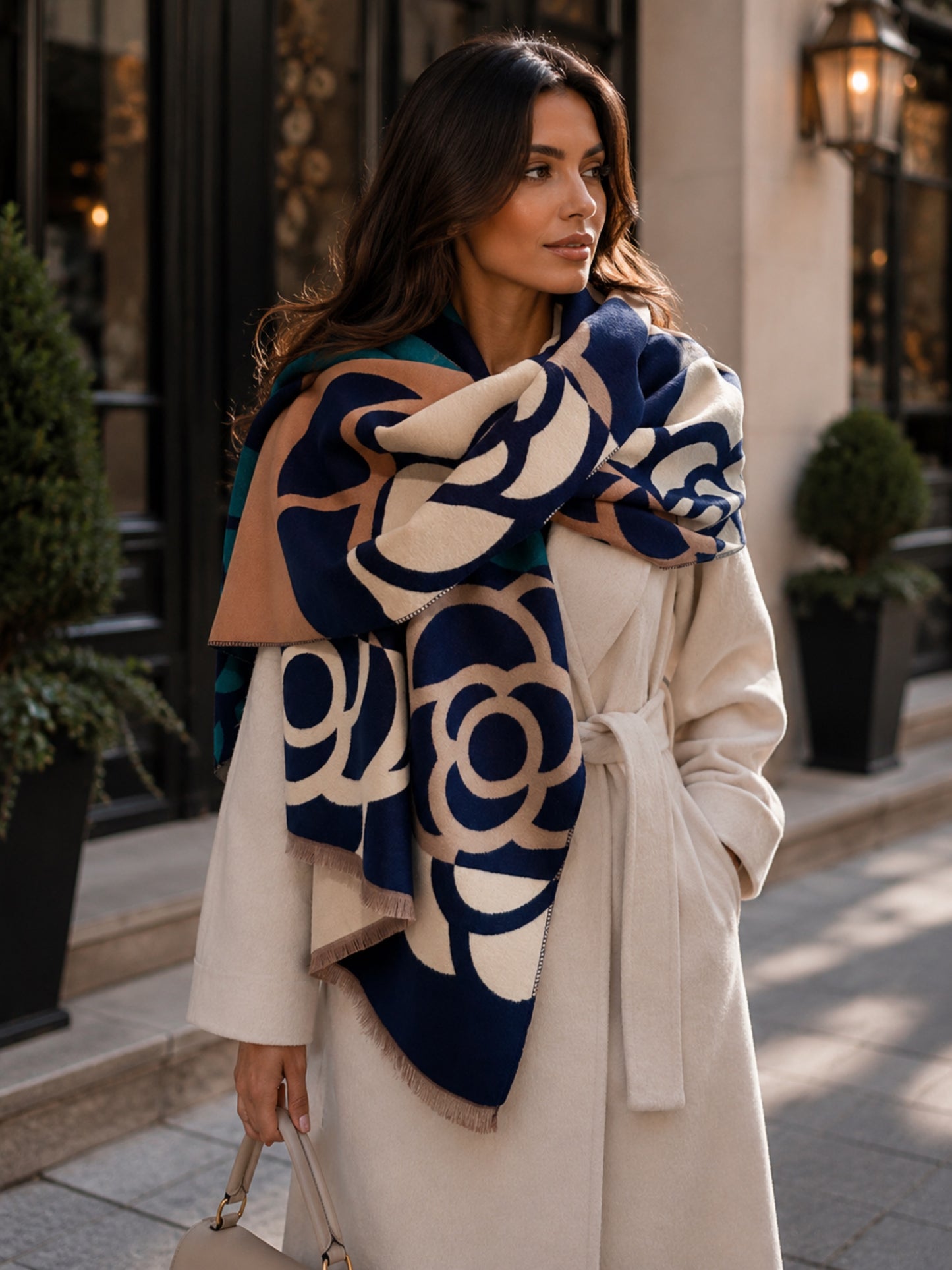 Cosy Wrap Scarf Shawl in Deep Blue