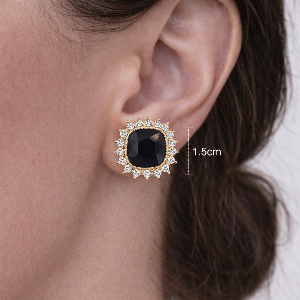 Mabel diamante studs in Black