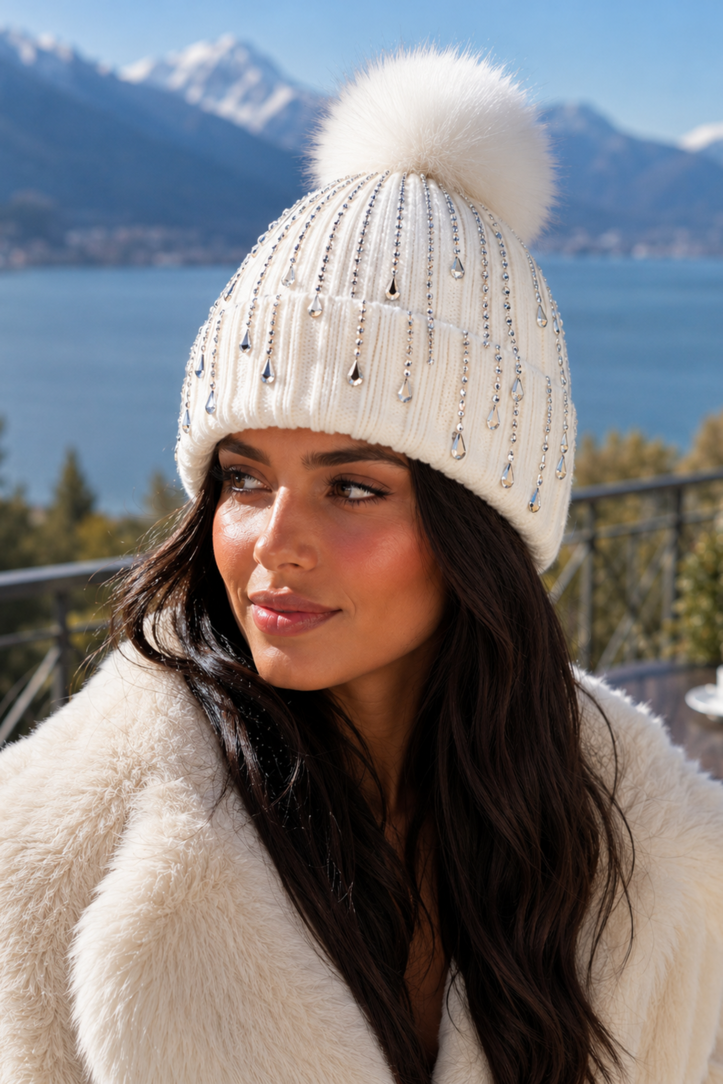 Fiora Sparkly Winter Pom Hat