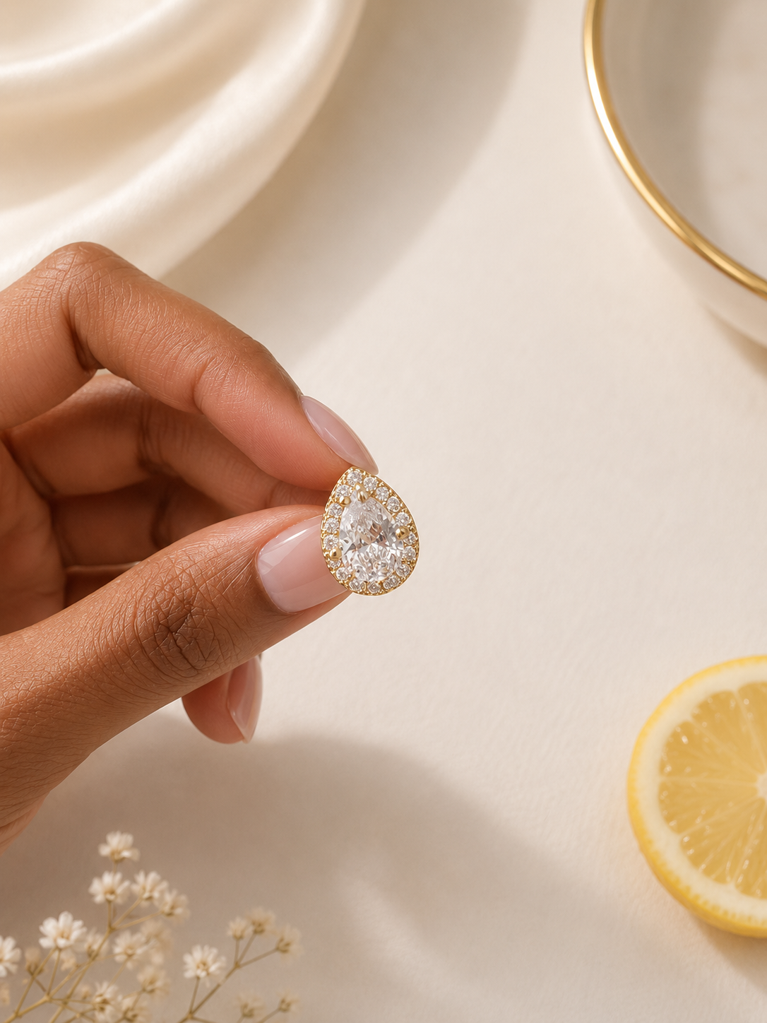 The 'Sunset Champagne' Studs in Gold