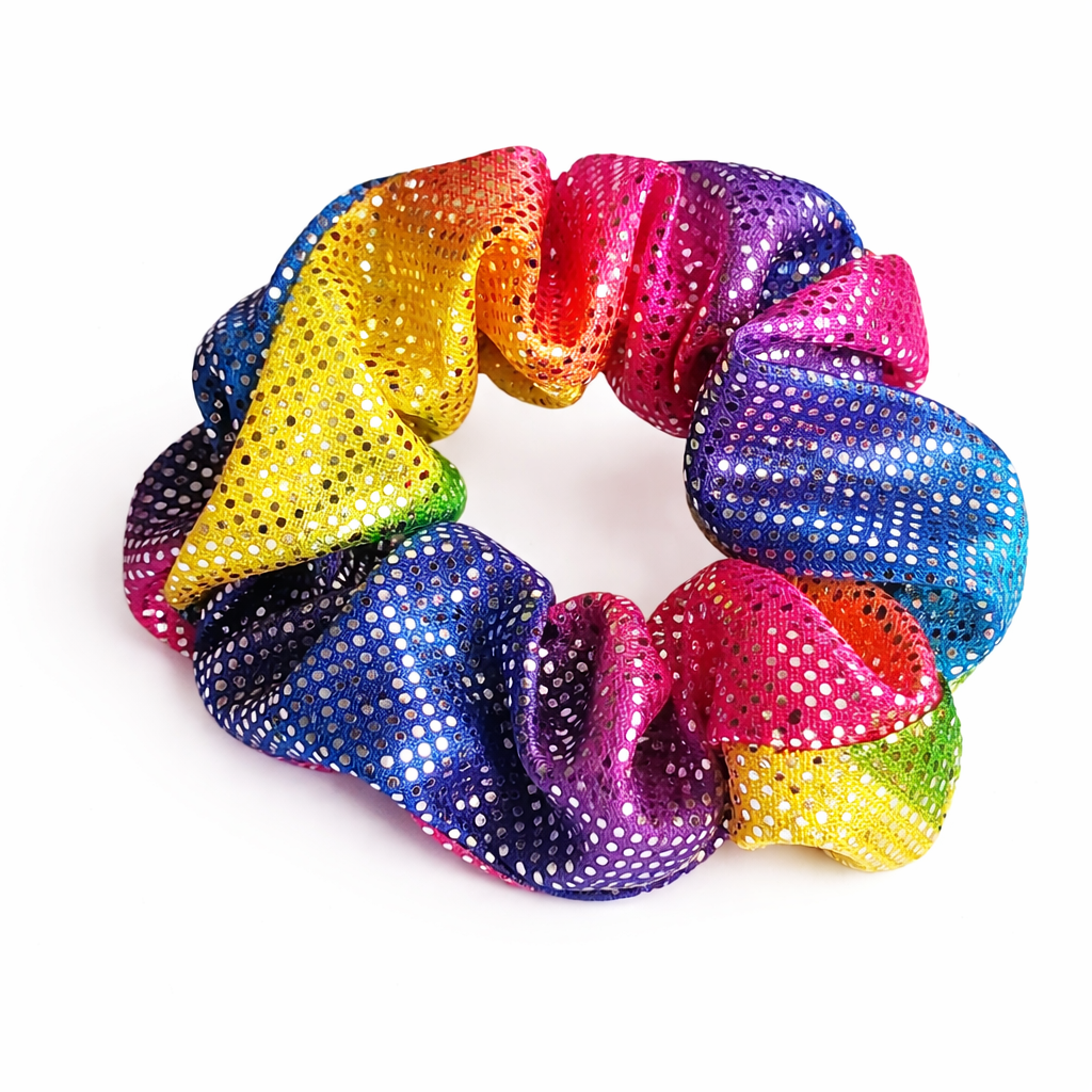 Shimmery Scrunchie in Rainbow Stardust