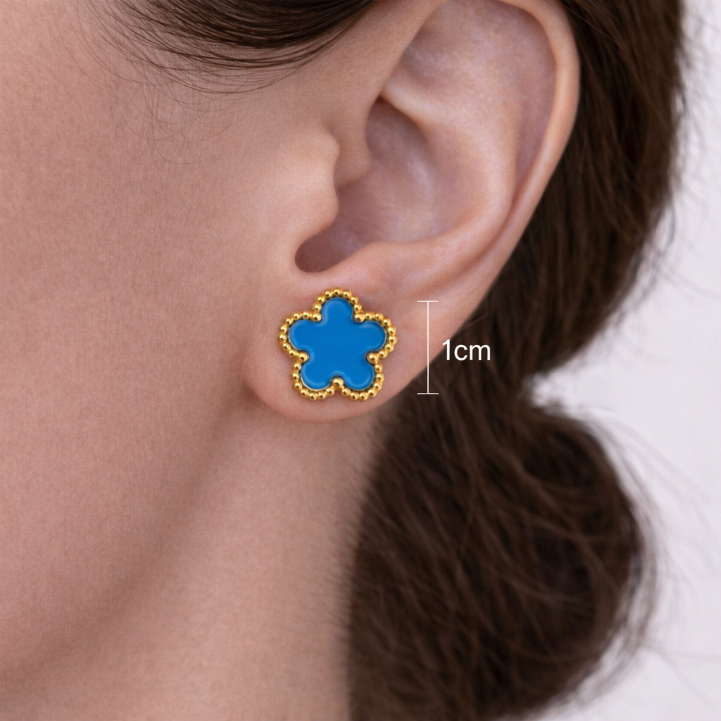 Nida Floral Studs in Blue