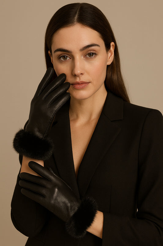 Eliana Women Gloves Autumn Winter Leather Warm Mitts
