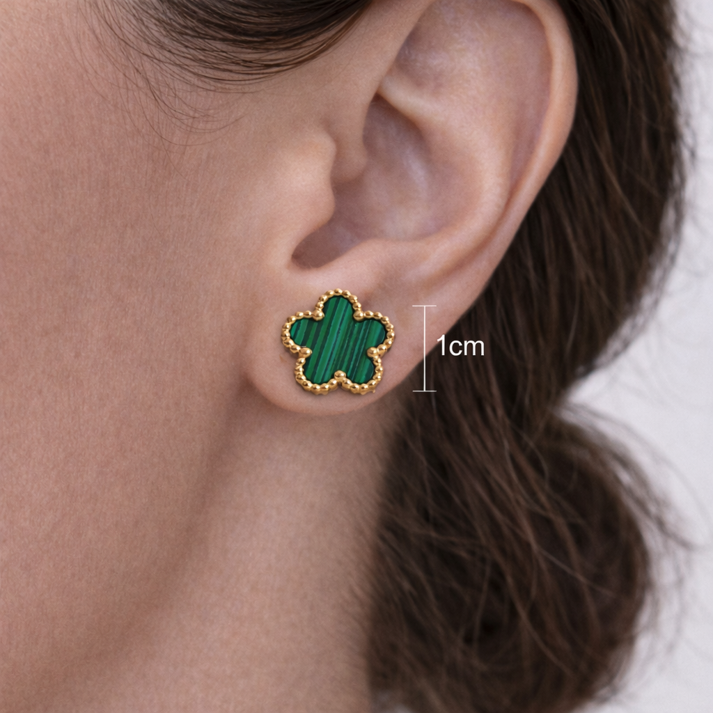 Nida Floral Studs in Green