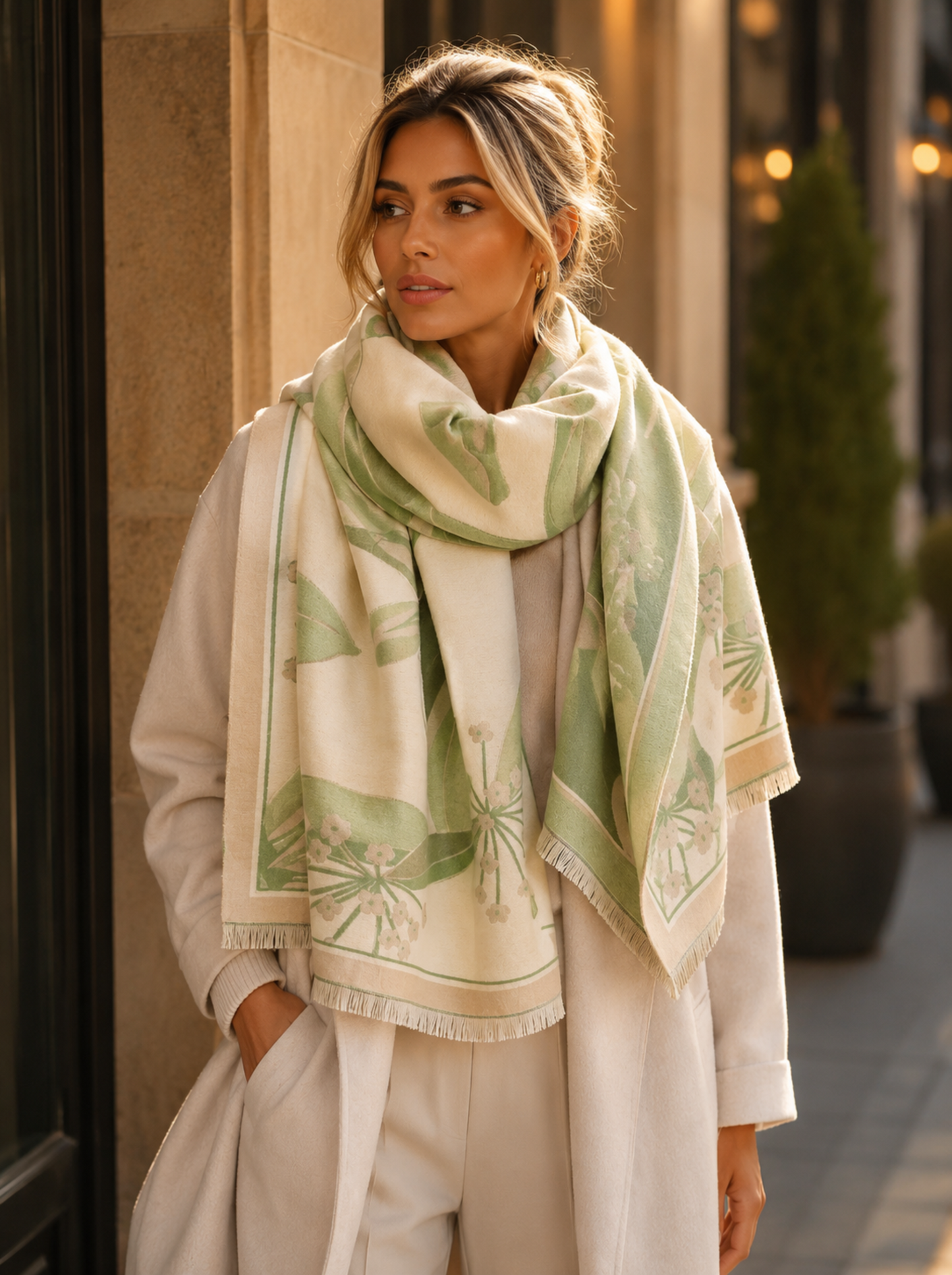 Phoebe Wrap Scarf Shawl in Green