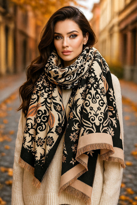 Daria Winter Scarf Shawl in Black