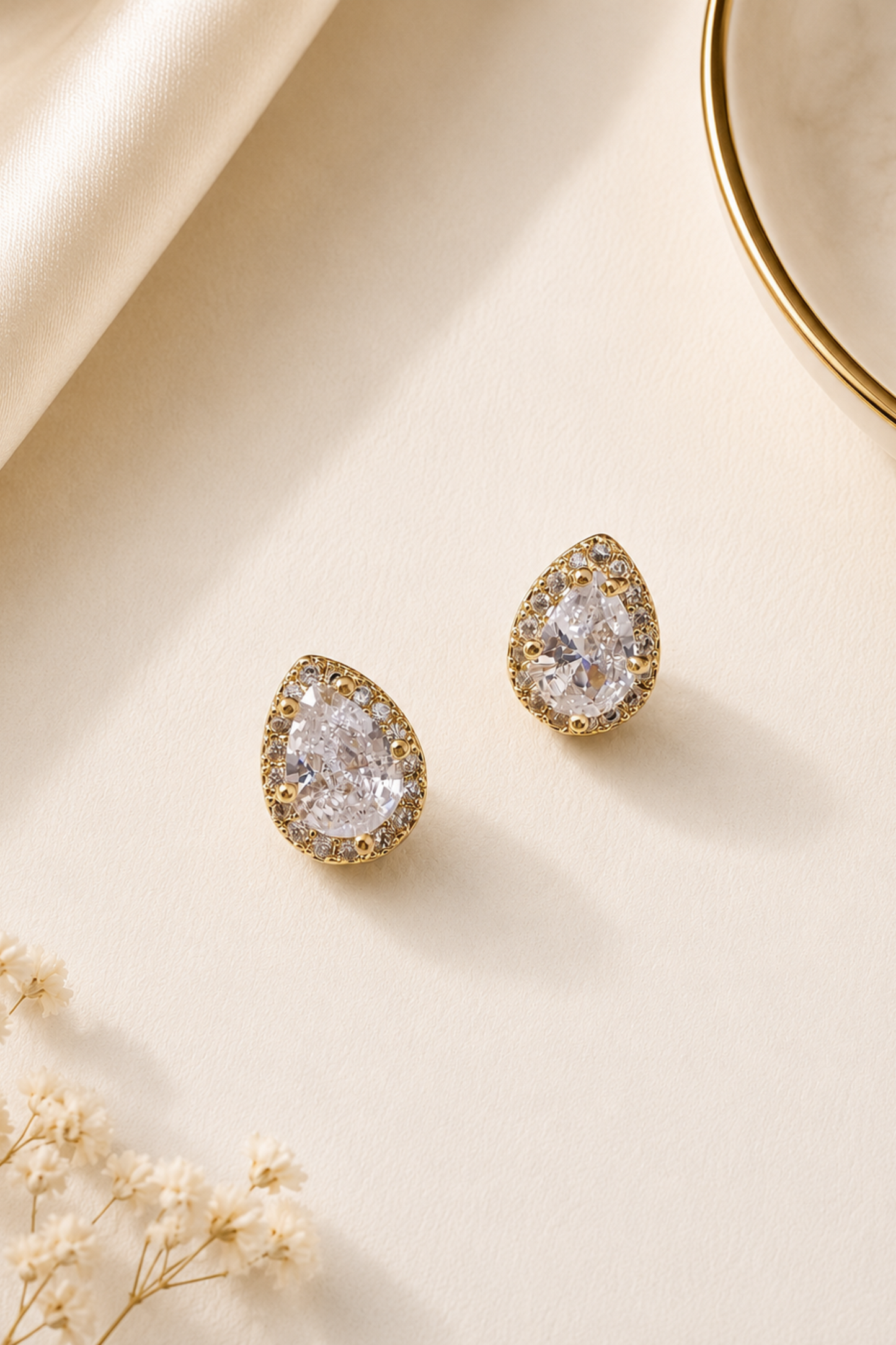 The 'Sunset Champagne' Studs in Gold