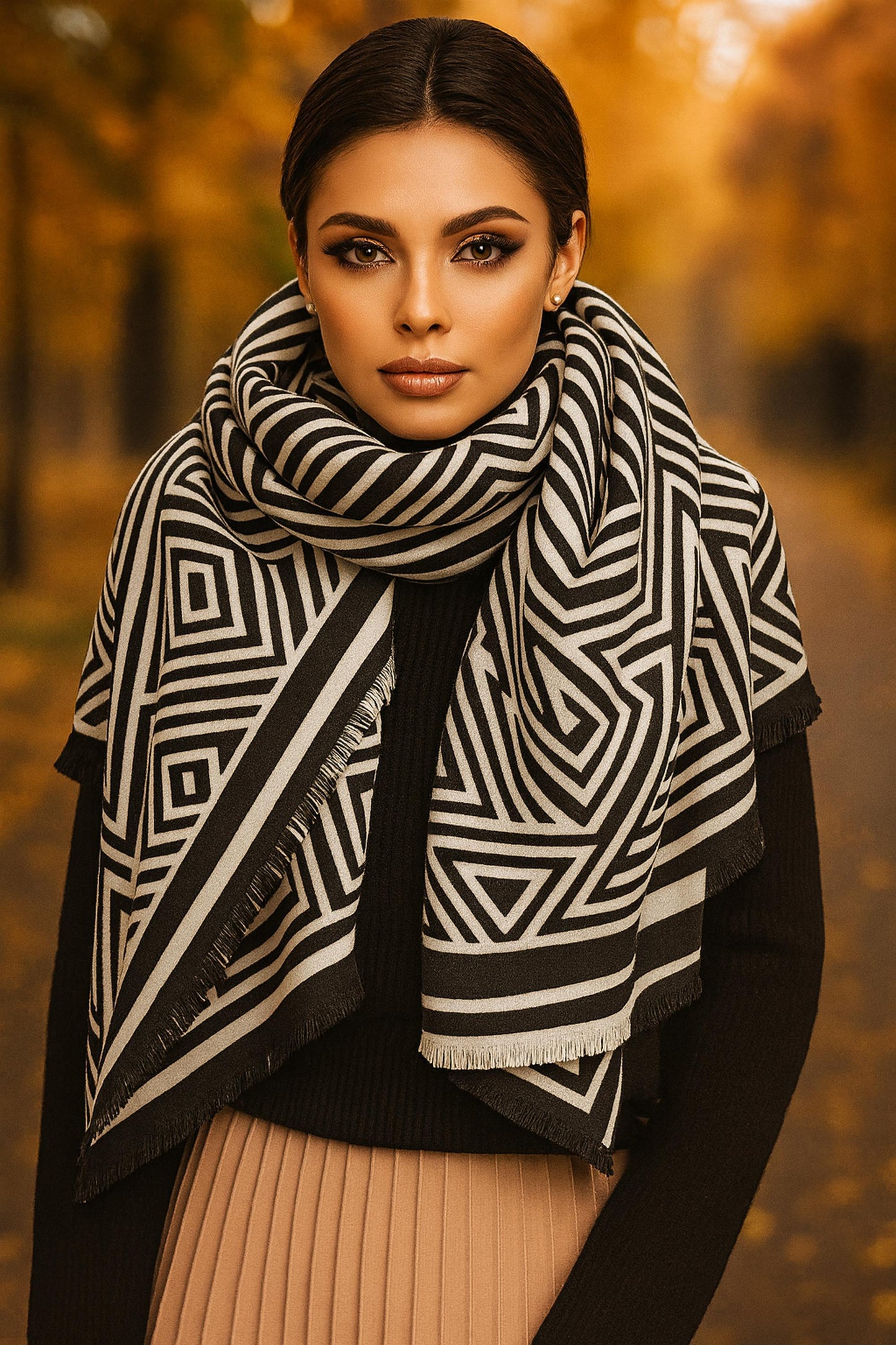 Alia Wrap Scarf Shawl in Black