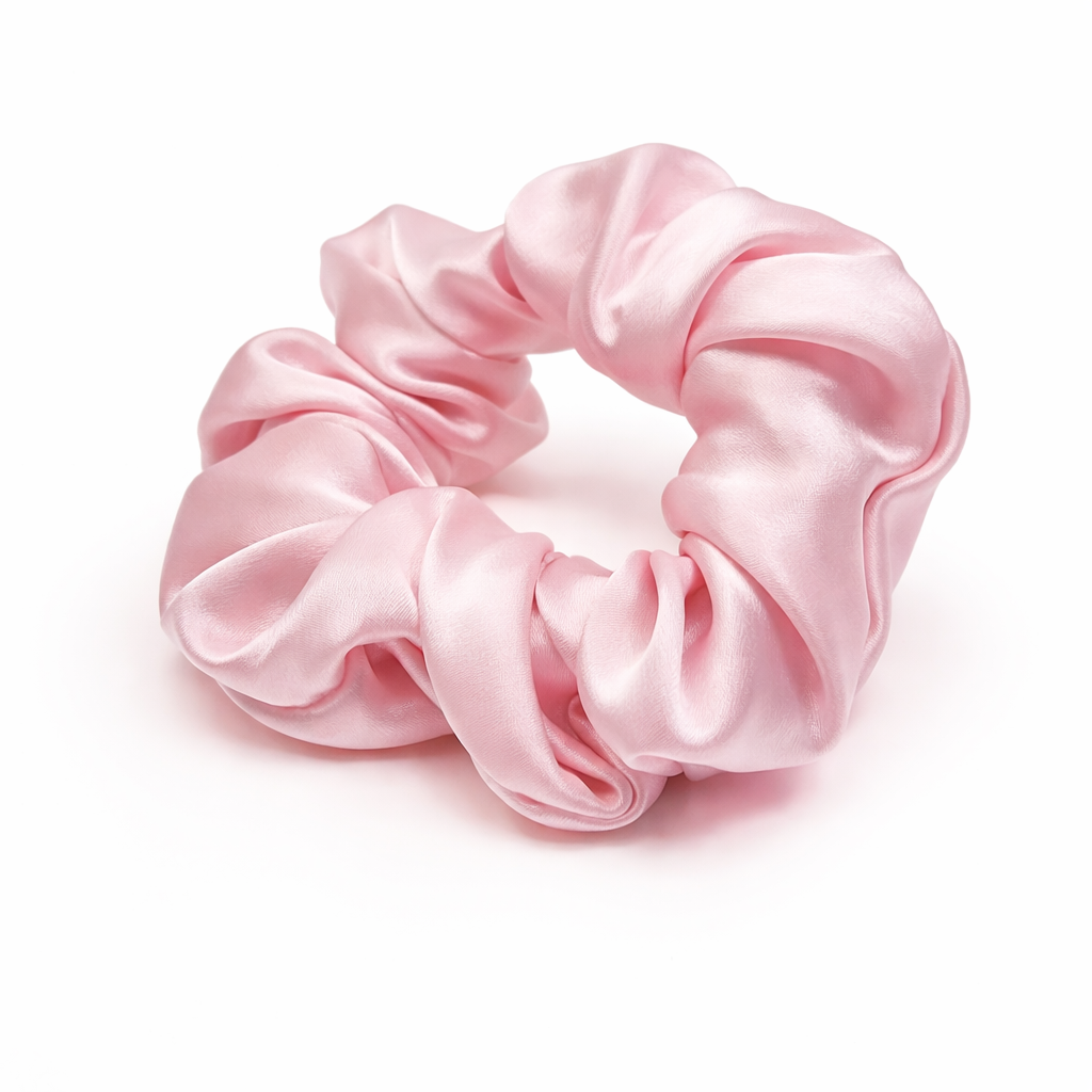 100% Mulberry Silk Scrunchie in Blush Pink