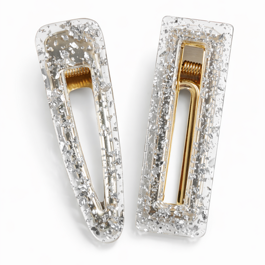 Speckled Silver Hair Clips