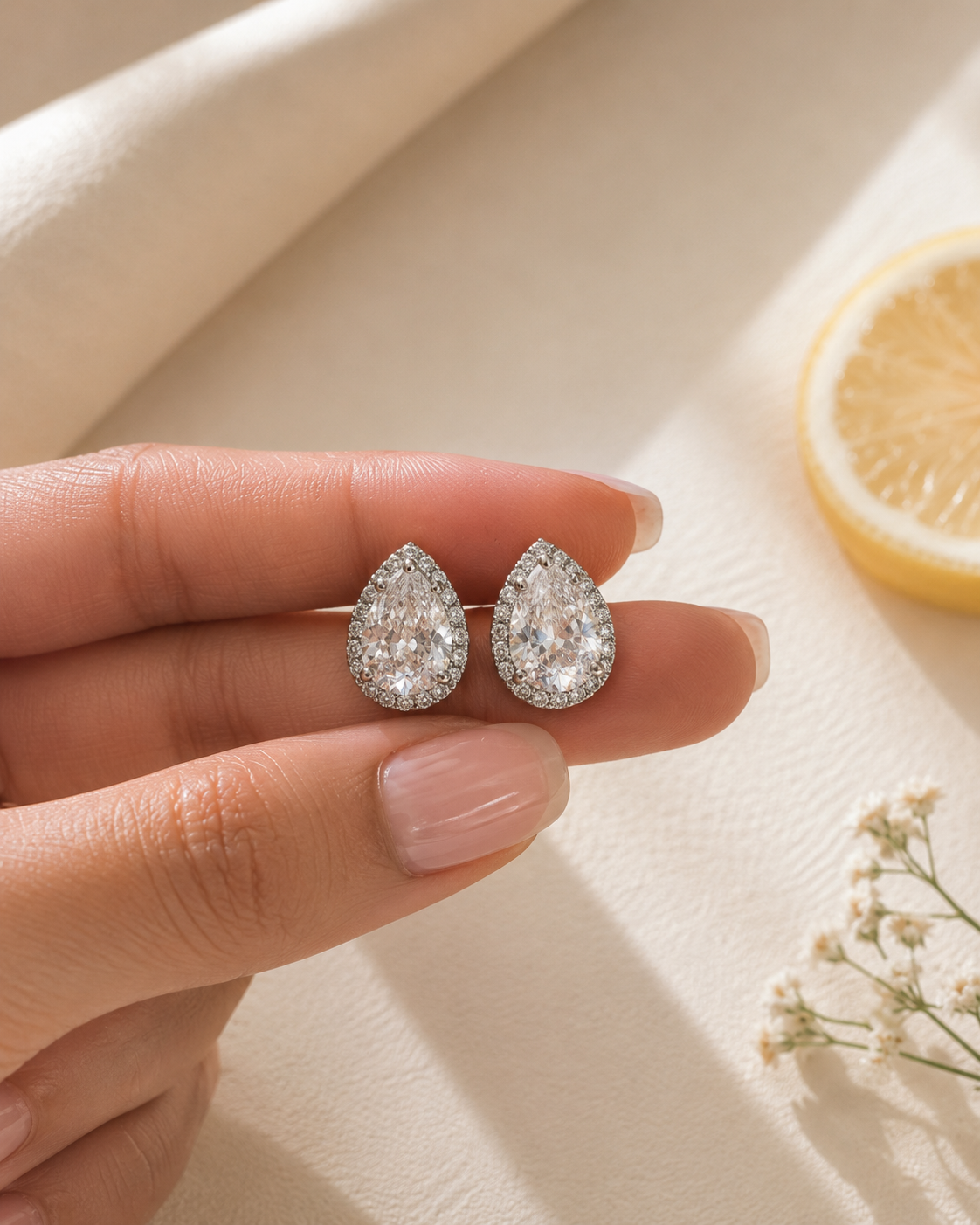 The 'Sunset Champagne' Studs in Gold