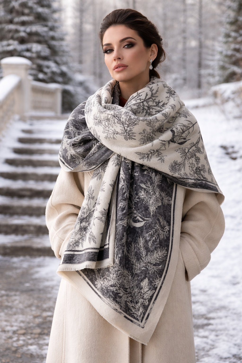 Isabel Scarf Shawl in Grey