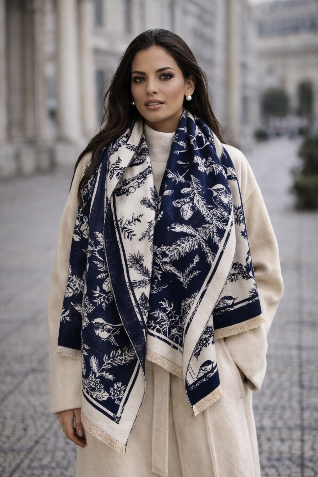 Isabel Scarf Shawl in Navy – Lemon Daisy Accessories