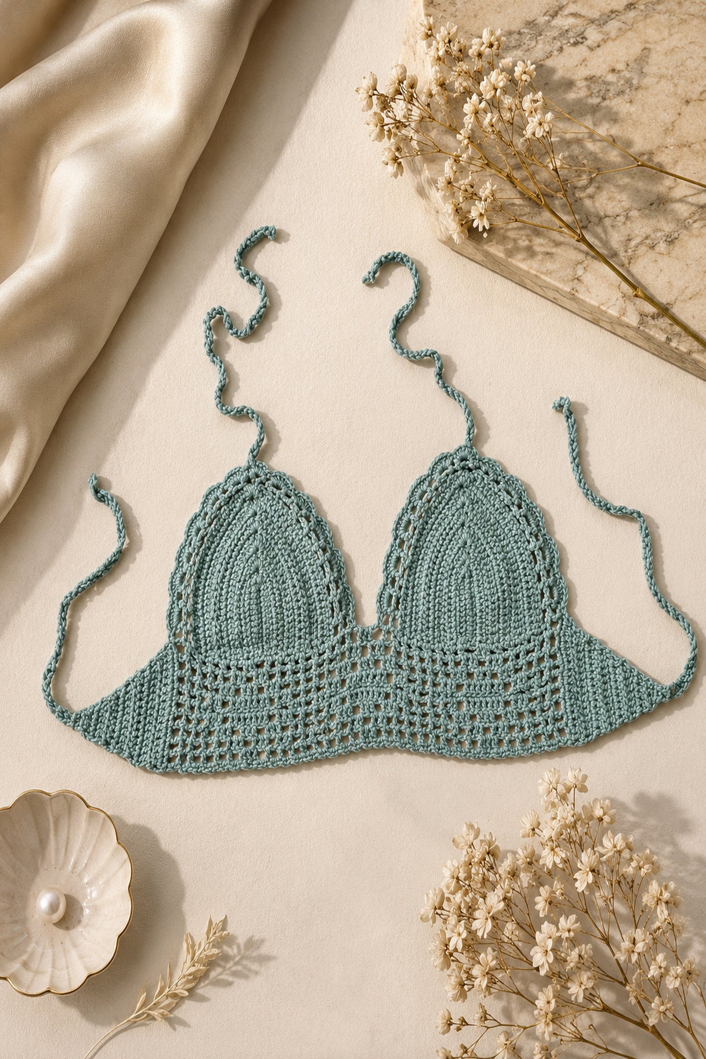 Tianna Crochet Top in Riviera Sage