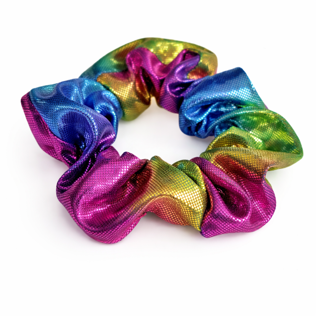 Shimmery Scrunchie in Cosmic Swirl