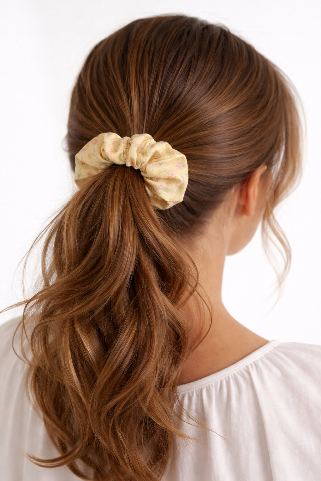 Floral Scrunchie in Lemon Rose