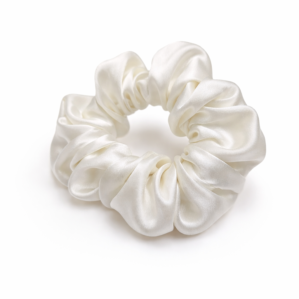 100% Mulberry Silk Scrunchie in Ivory