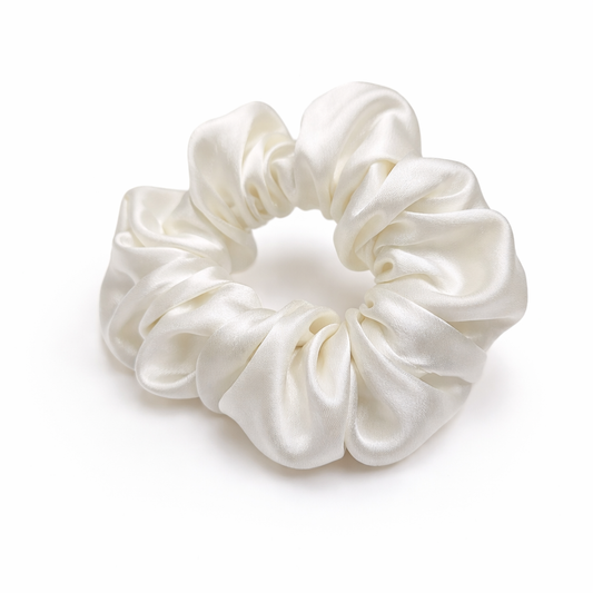 100% Mulberry Silk Scrunchie in Ivory
