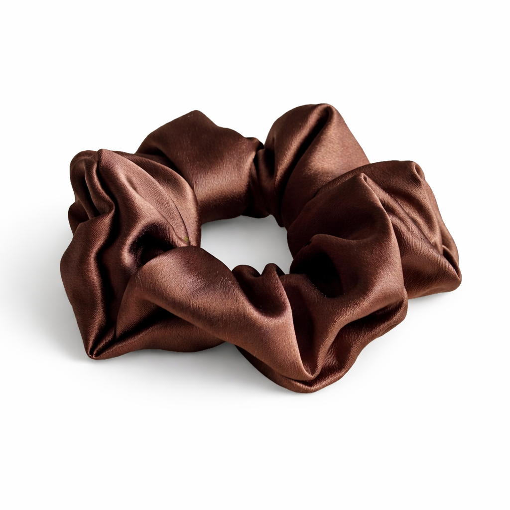 100% Mulberry Silk Scrunchie in Brown