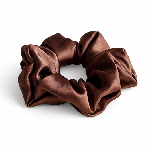 100% Mulberry Silk Scrunchie in Brown
