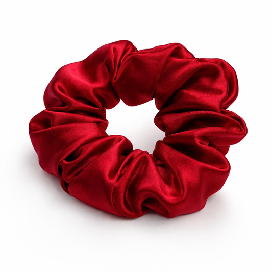 100% Mulberry Silk Scrunchie in Red