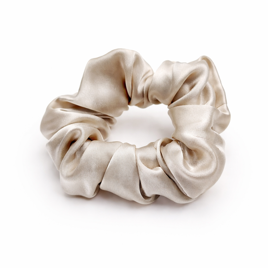 100% Mulberry Silk Scrunchie in Champagne