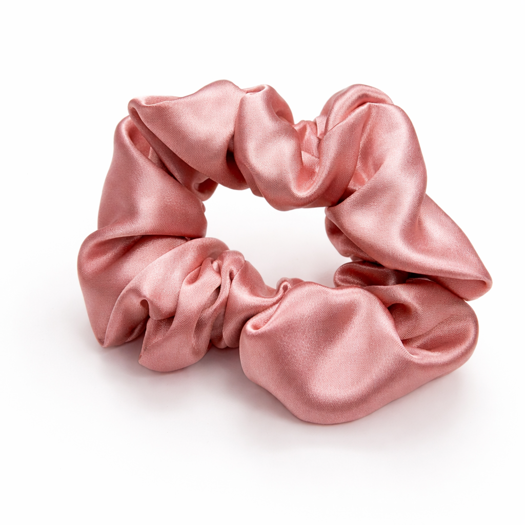 100% Mulberry Silk Scrunchie in Rosy Glow
