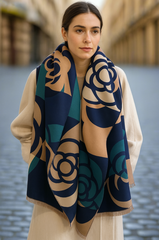 Cosy Wrap Scarf Shawl in Deep Blue