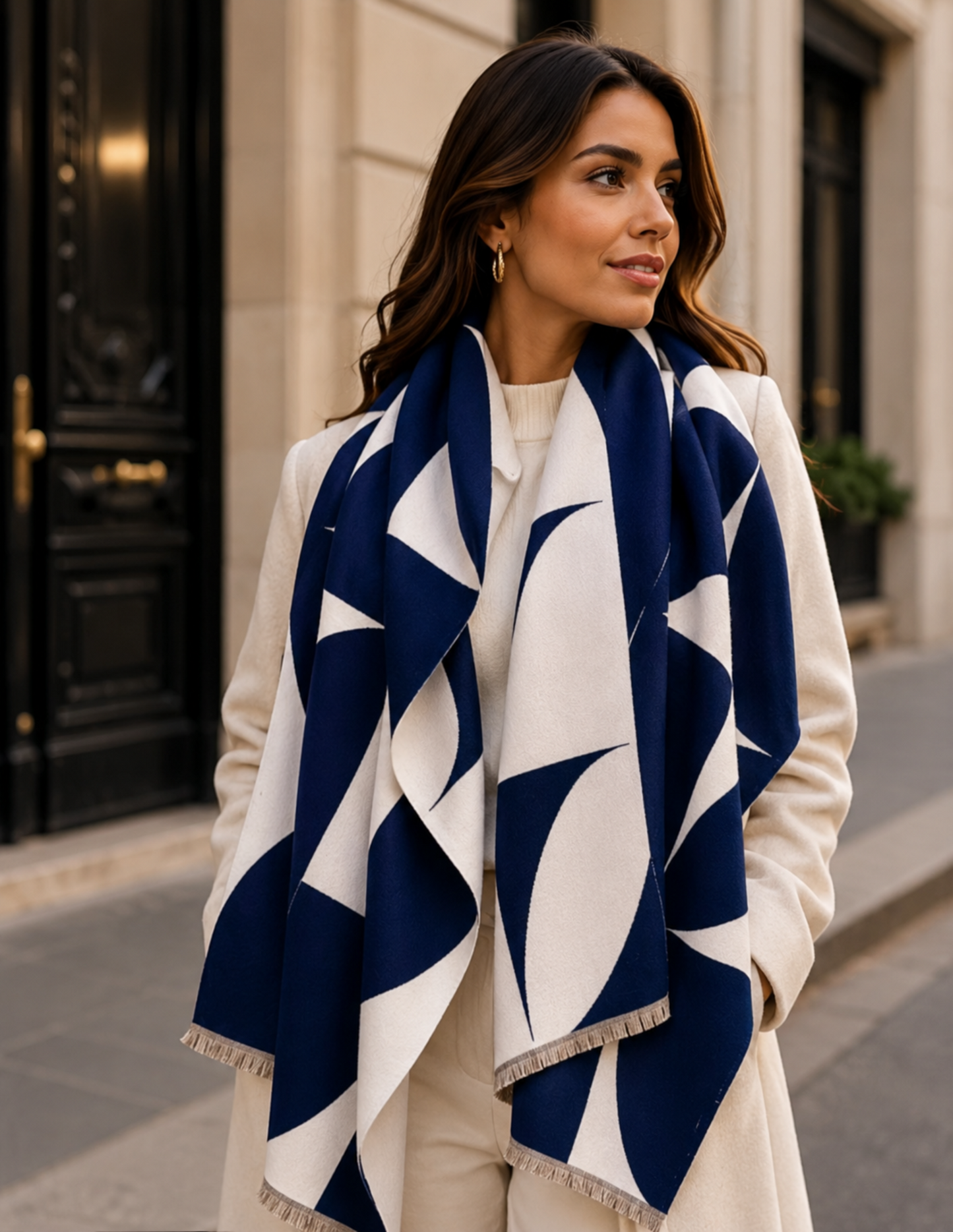 Tyla Wrap Scarf Shawl in Navy