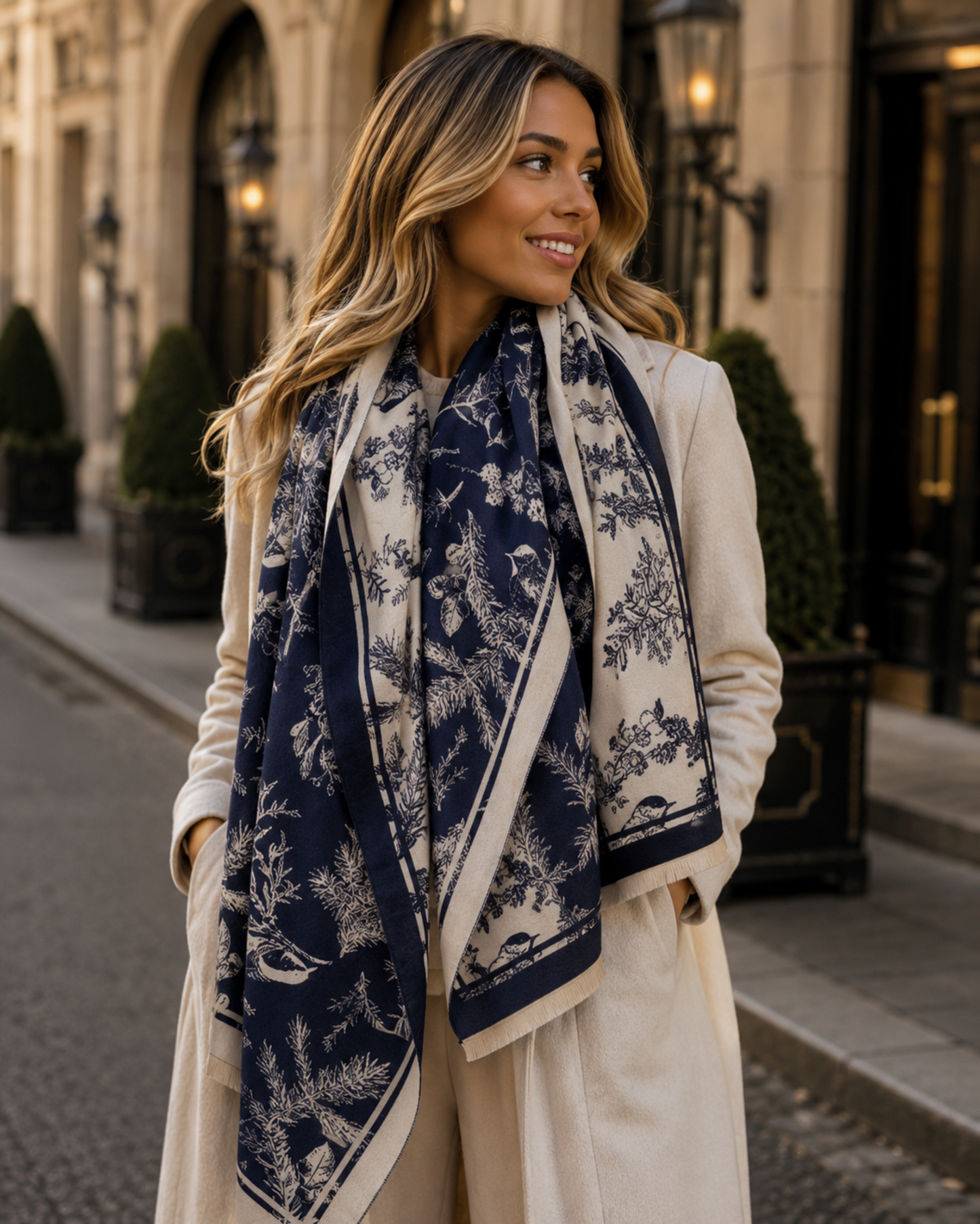 Isabel Scarf Shawl in Navy