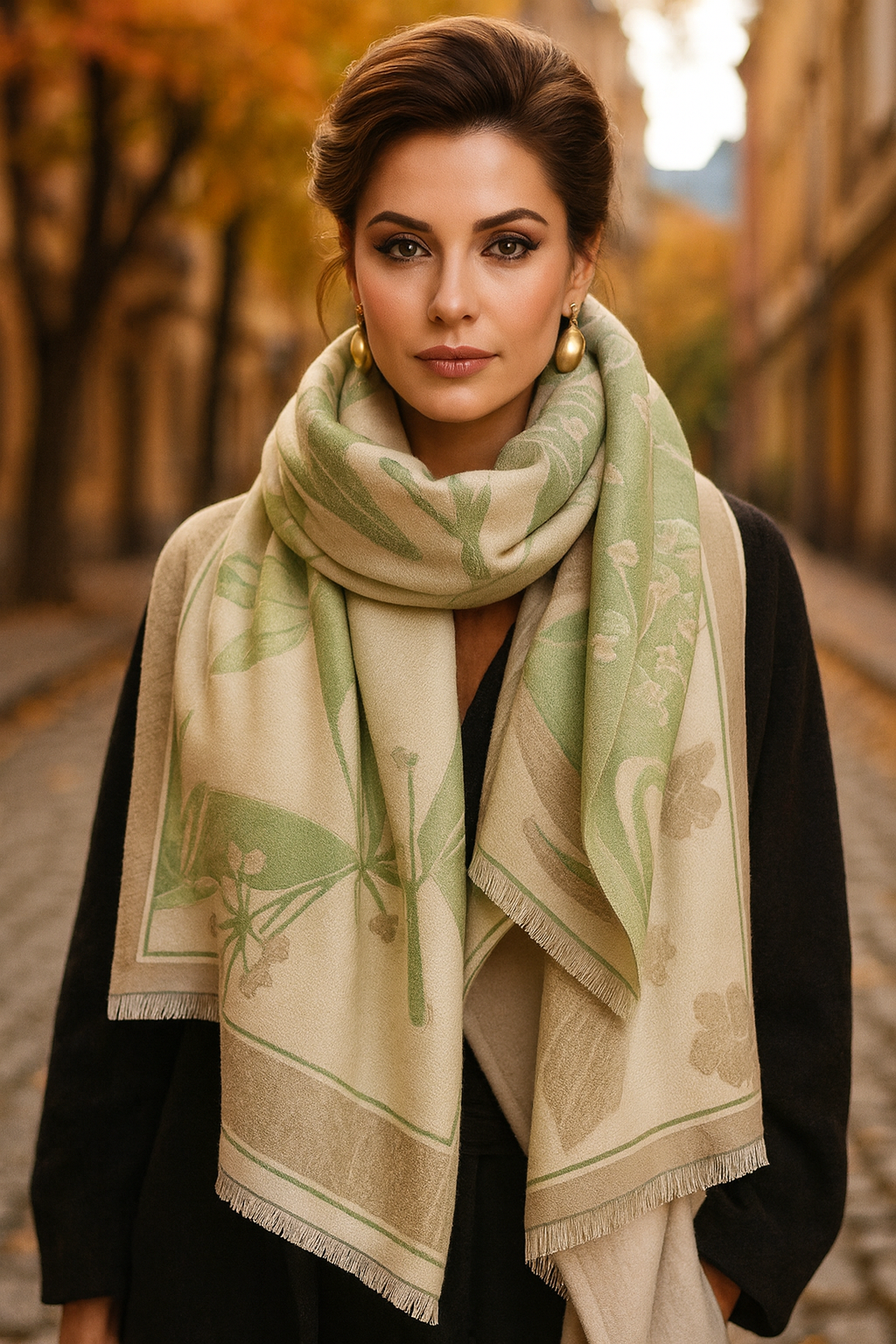 Phoebe Wrap Scarf Shawl in Green
