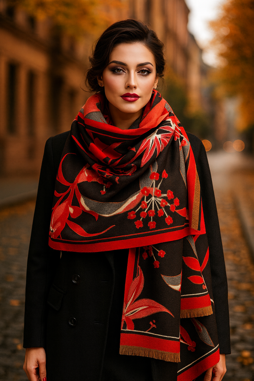 Phoebe Wrap Scarf Shawl in Red