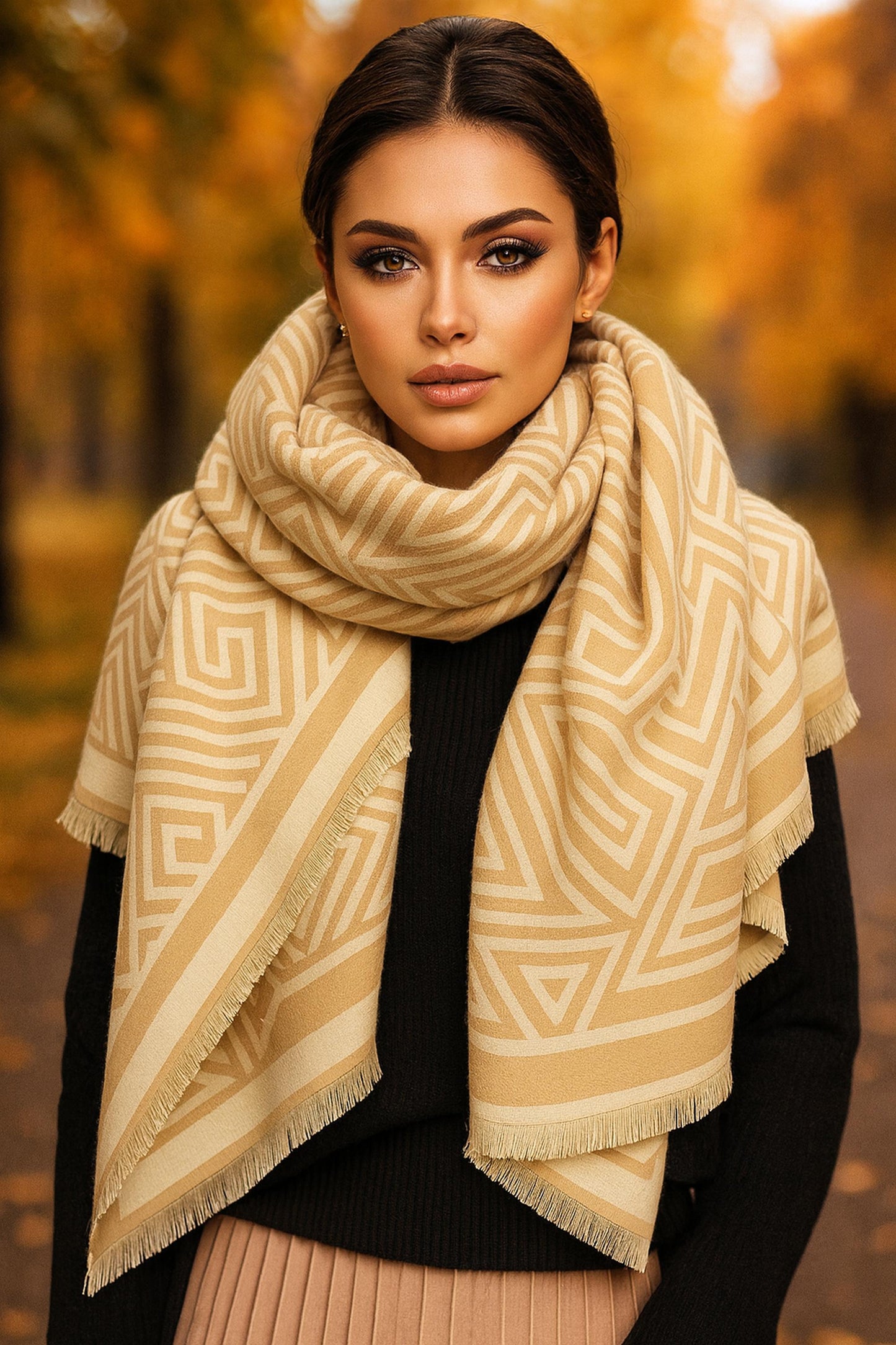 Alia Wrap Scarf Shawl in Beige