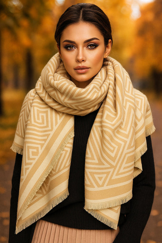 Alia Wrap Scarf Shawl in Beige