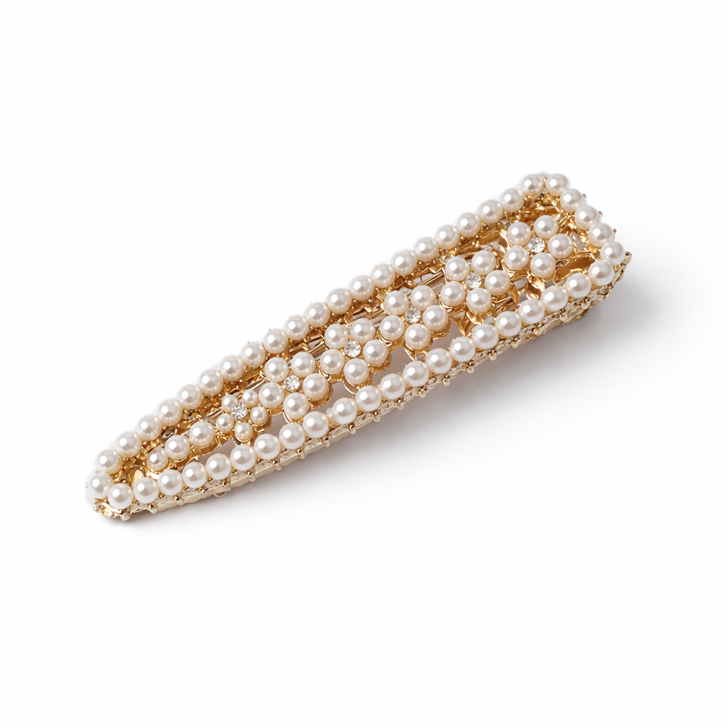 Pearl hair clip on a white background