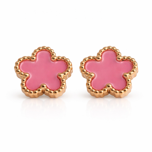 Nida Floral Studs in Pink