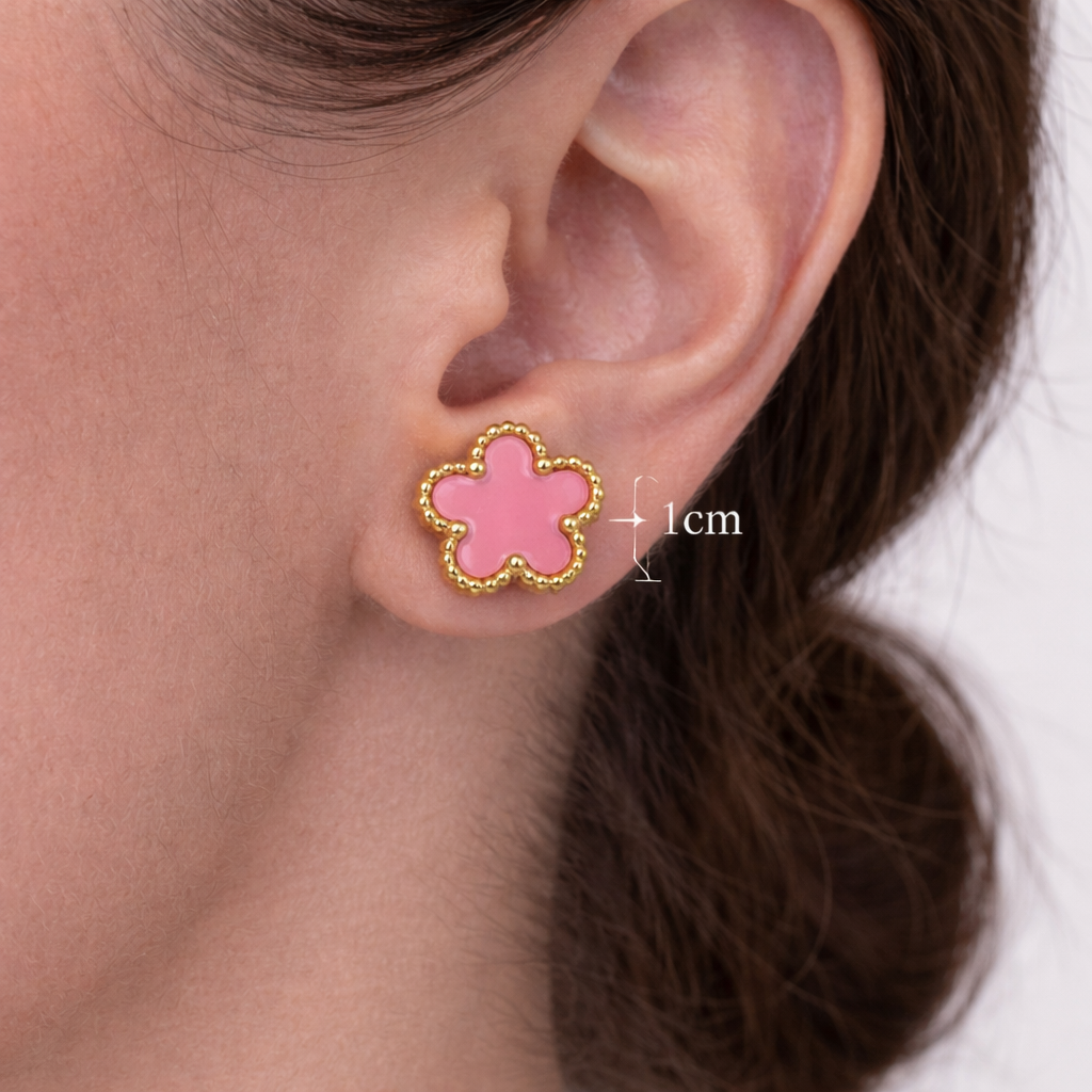 Nida Floral Studs in Pink