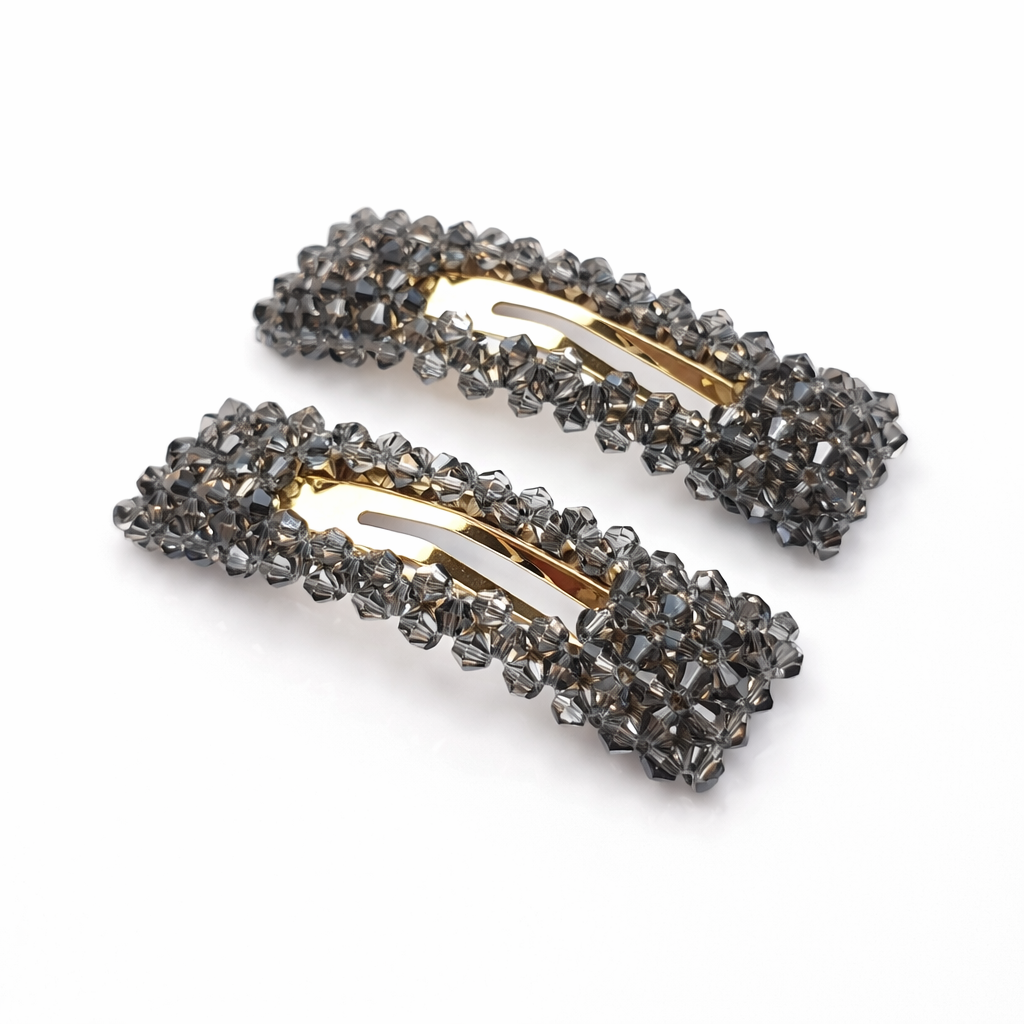 Alani Crystal Hair Clip in Grey