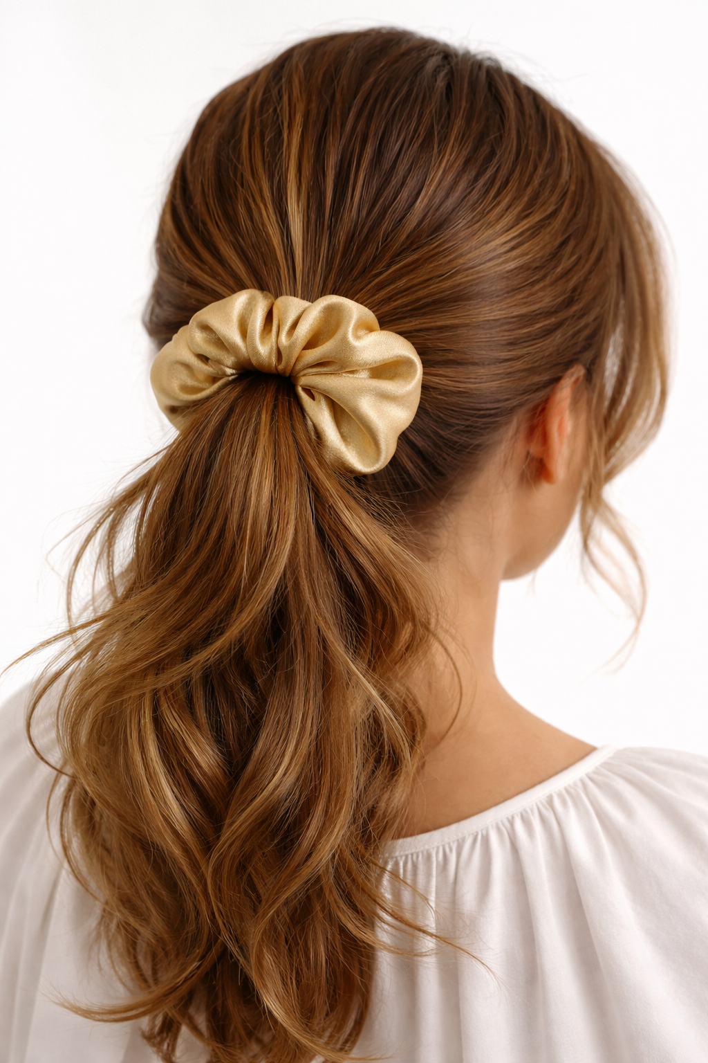 100% Mulberry Silk Scrunchie in Honey Drizzle
