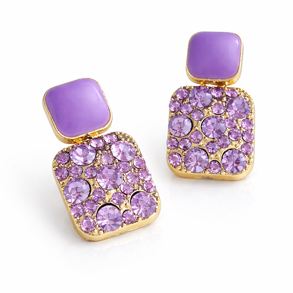SAFFIRA diamante drop studs in Purple