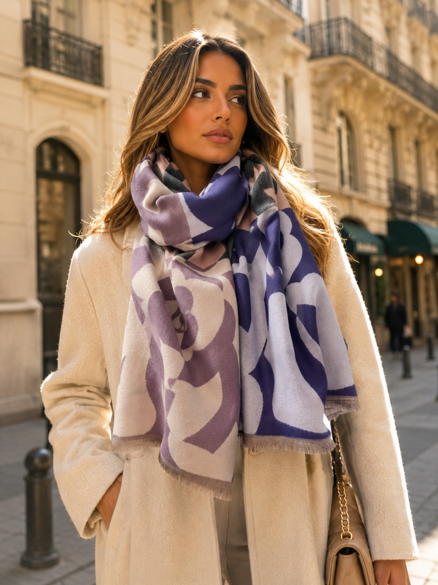 Harriet Winter Scarf Shawl in Purple